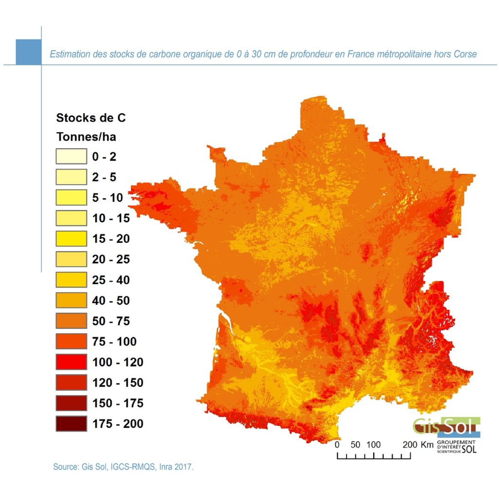 France's new 2017 map of soil carbon stocks Mountainous and humid areas fare much better than the areas of intensive farming